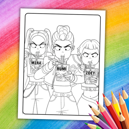 K-Pop Demon Hunters Coloring Book | 33 Printable Pages for Kids & Teens