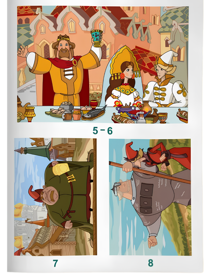 Three Bogatyrs Mystery Coloring Book PDF | Russian Cartoon Color by Number | Printable Digital Download