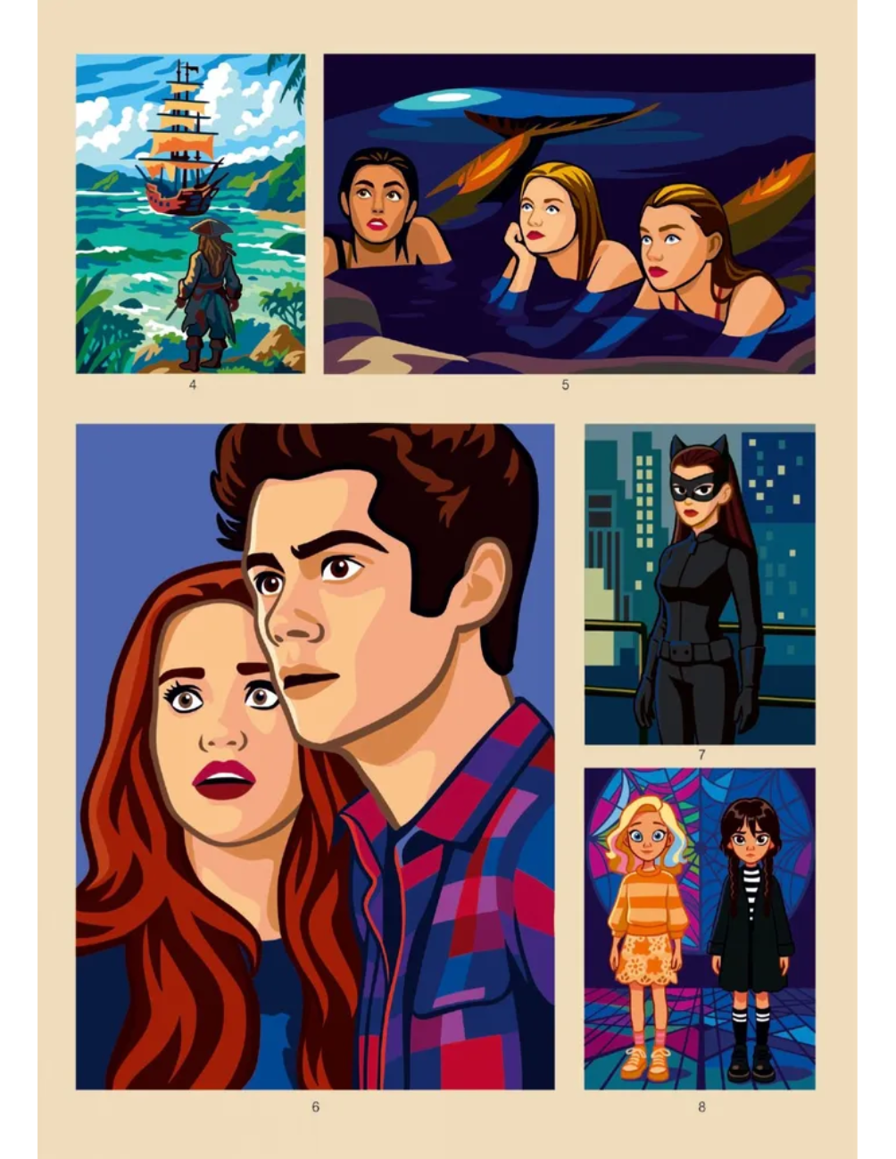 Movie & TV Show Mystery Color by Number Coloring Book PDF – 50 Cinematic Illustrations | Printable Digital Download