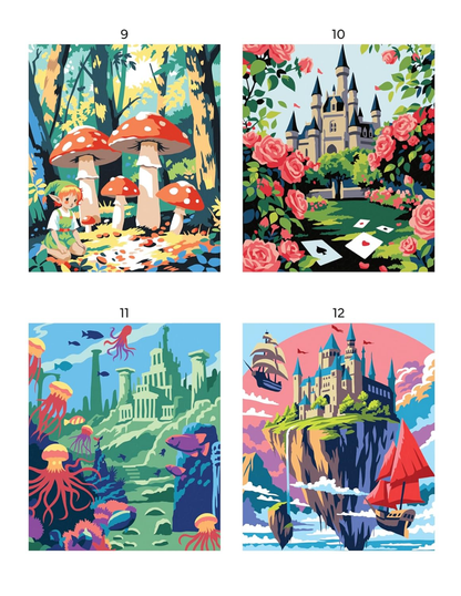Enchanted Landscapes Mystery Coloring Book PDF – 45 Color by Number Pages | Fantasy Castle & Magical Scenery | Digital Download