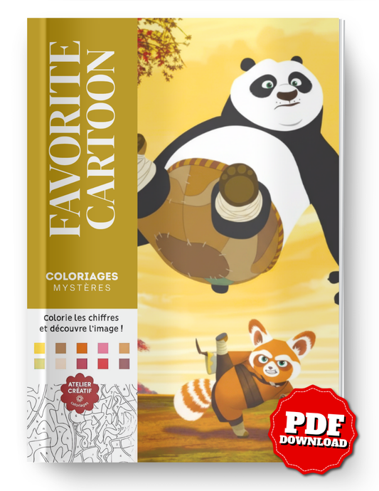 Favorite Cartoon Animals Coloring Book PDF – Color by Number | Fun Panda & Adventure Characters Printable Pages