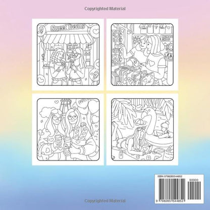 Besties Vacay: Cute and Fun Coloring Book for Adults and Teens Featuring Friendship Moments, Girly Vibes and Cozy Travel Activities