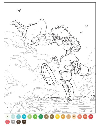 Ghibli-Inspired Mystery Coloring Book PDF – Color by Number Printable (50 Enchanted Scenes)
