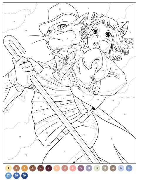 Ghibli-Inspired Mystery Coloring Book PDF – Color by Number Printable (50 Enchanted Scenes)