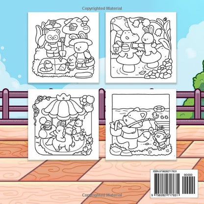 Cuddle Cuties: Coloring Book for Adults and Teens Featuring Cozy Animal Friends in Cute and Funny Moments for Relaxation