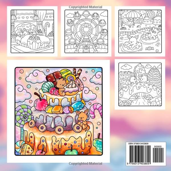 Hygge Delights - Super Cute and Fun Adult Coloring Book: Featuring Adorable Animal Characters Engaging in Relaxation, Mindfulness and Stress Relief in ... full of Cozy Food, Treats, Fruit and Candy