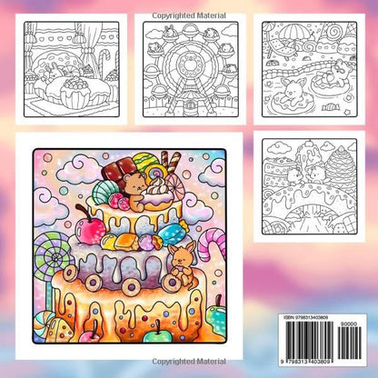 Hygge Delights - Super Cute and Fun Adult Coloring Book: Featuring Adorable Animal Characters Engaging in Relaxation, Mindfulness and Stress Relief in ... full of Cozy Food, Treats, Fruit and Candy