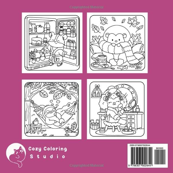 Comfy Time: A Cute & Cozy Coloring Book for Adults and Teens Featuring Adorable Animal Characters in Relaxation & Self-Care Moments