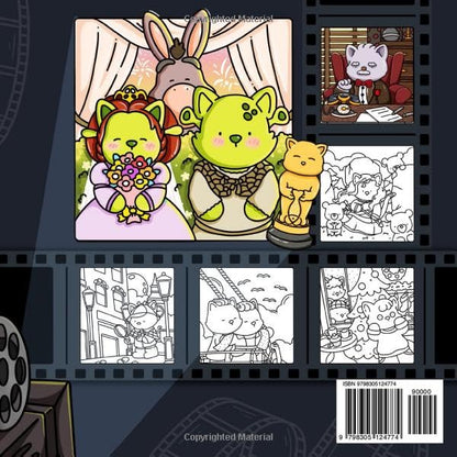 Fuzzy Meowvies: Cozy and Cute Coloring Book for Adults and Teens with Cinema-Inspired Cat Friends, Bold Simple Easy Animal Designs for Stress Relief Relaxation Books