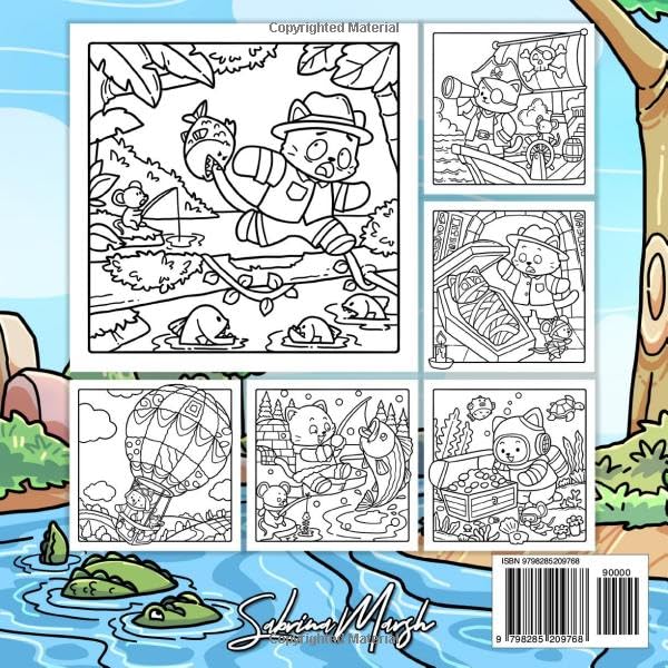 Fuzzy Cat Adventures: A Cozy Coloring Book for Adults and Teens Featuring a Brave Feline Explorer and His Cute Mouse Sidekick