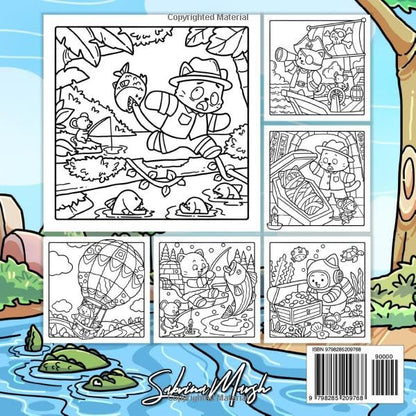 Fuzzy Cat Adventures: A Cozy Coloring Book for Adults and Teens Featuring a Brave Feline Explorer and His Cute Mouse Sidekick