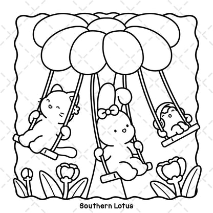 Little Friends: Coloring Book for Adults and Teens Featuring Fuzzy Animal Characters and Cute Besties in Cozy Moments and Daily Adventures for Relaxation