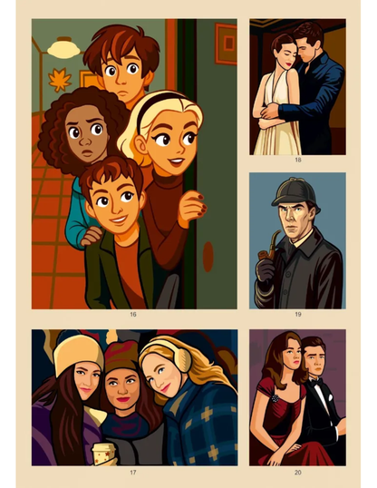 Movie & TV Show Mystery Color by Number Coloring Book PDF – 50 Cinematic Illustrations | Printable Digital Download