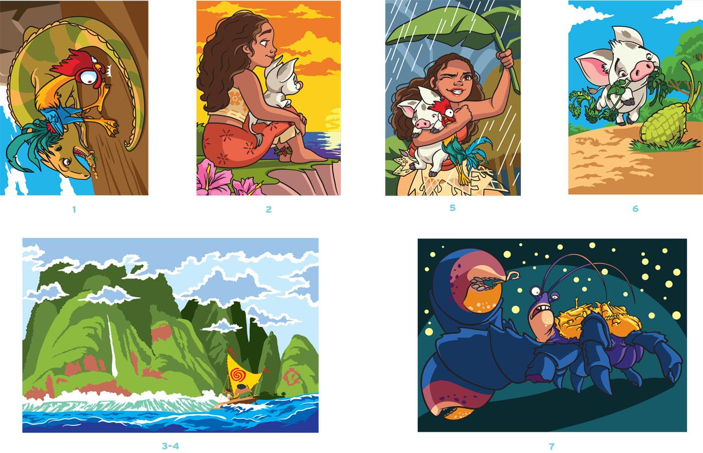 Disney Moana Mystery Coloring Book | 50 Scenes | Printable PDF & iPad Color-by-Number