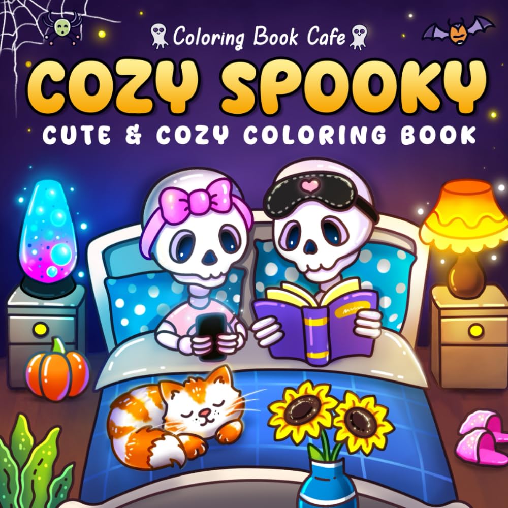 Cozy Spooky: Cute & Cozy Halloween Coloring Book for Adults & Teens, Fun & Festive Spooky Scenes with Pumpkins, Witches, Ghosts & Cozy Autumn Charm