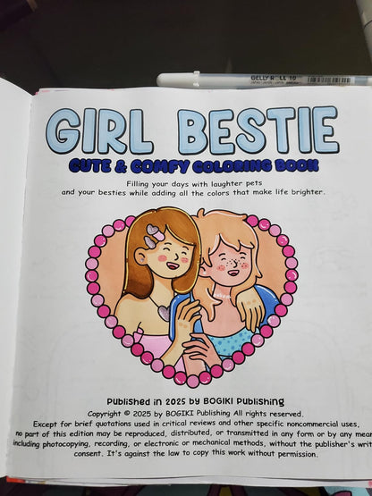 Girl Bestie: A Cute & Easy Coloring Book for Adults and Teens Featuring Friendship Moments and Beautiful Illustrations for Stress Relief