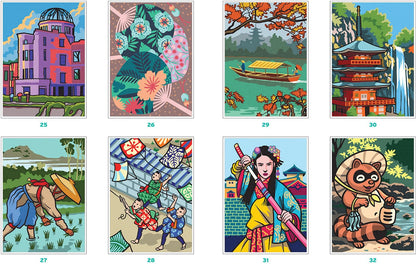 Japan Treasures Mystery Color By Number Book | Japanese Landscapes & Hidden Picture Coloring Book | Printable PDF Coloring Pages for Adults & Teens