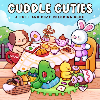 Cuddle Cuties: Coloring Book for Adults and Teens Featuring Cozy Animal Friends in Cute and Funny Moments for Relaxation