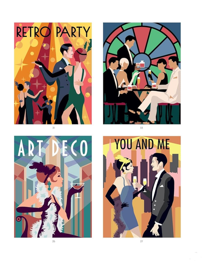 Incroyables Années Folles – Art Deco Mystery Coloring Book PDF | 40 Color-by-Number Pages