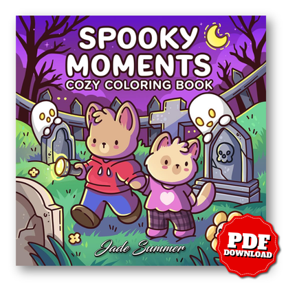 Spooky Moments: Cute Coloring Book for Adults and Teens with Adorable Characters and Creepy Scenes for Relaxation