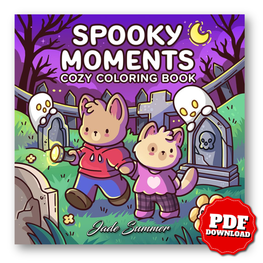 Spooky Moments: Cute Coloring Book for Adults and Teens with Adorable Characters and Creepy Scenes for Relaxation