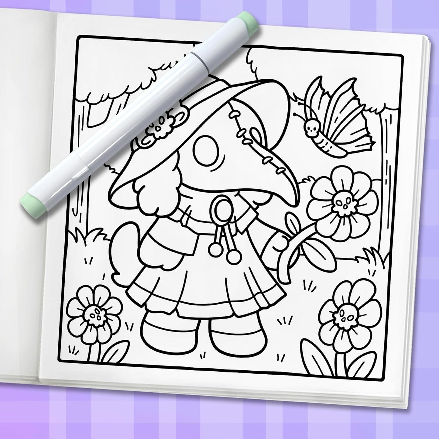 Spooky Moments: Cute Coloring Book for Adults and Teens with Adorable Characters and Creepy Scenes for Relaxation