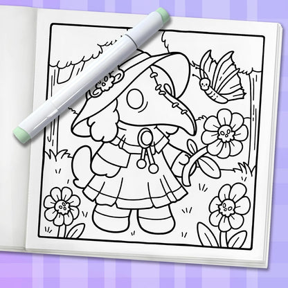 Spooky Moments: Cute Coloring Book for Adults and Teens with Adorable Characters and Creepy Scenes for Relaxation