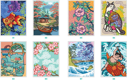 Japan Treasures Mystery Color By Number Book | Japanese Landscapes & Hidden Picture Coloring Book | Printable PDF Coloring Pages for Adults & Teens