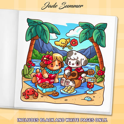 Cozy Hawaii: Cute Coloring Book for Adults and Teens with Charming Characters and Easy-to-Color Tropical Scenes for Relaxation