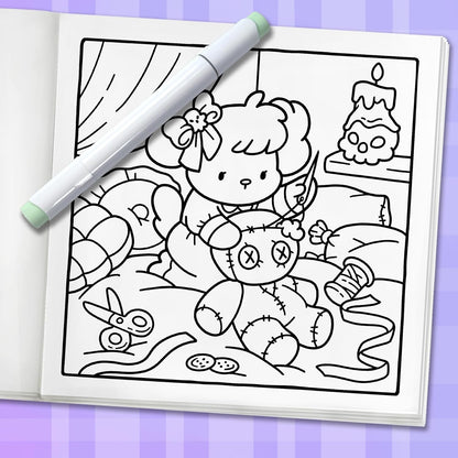 Spooky Moments: Cute Coloring Book for Adults and Teens with Adorable Characters and Creepy Scenes for Relaxation