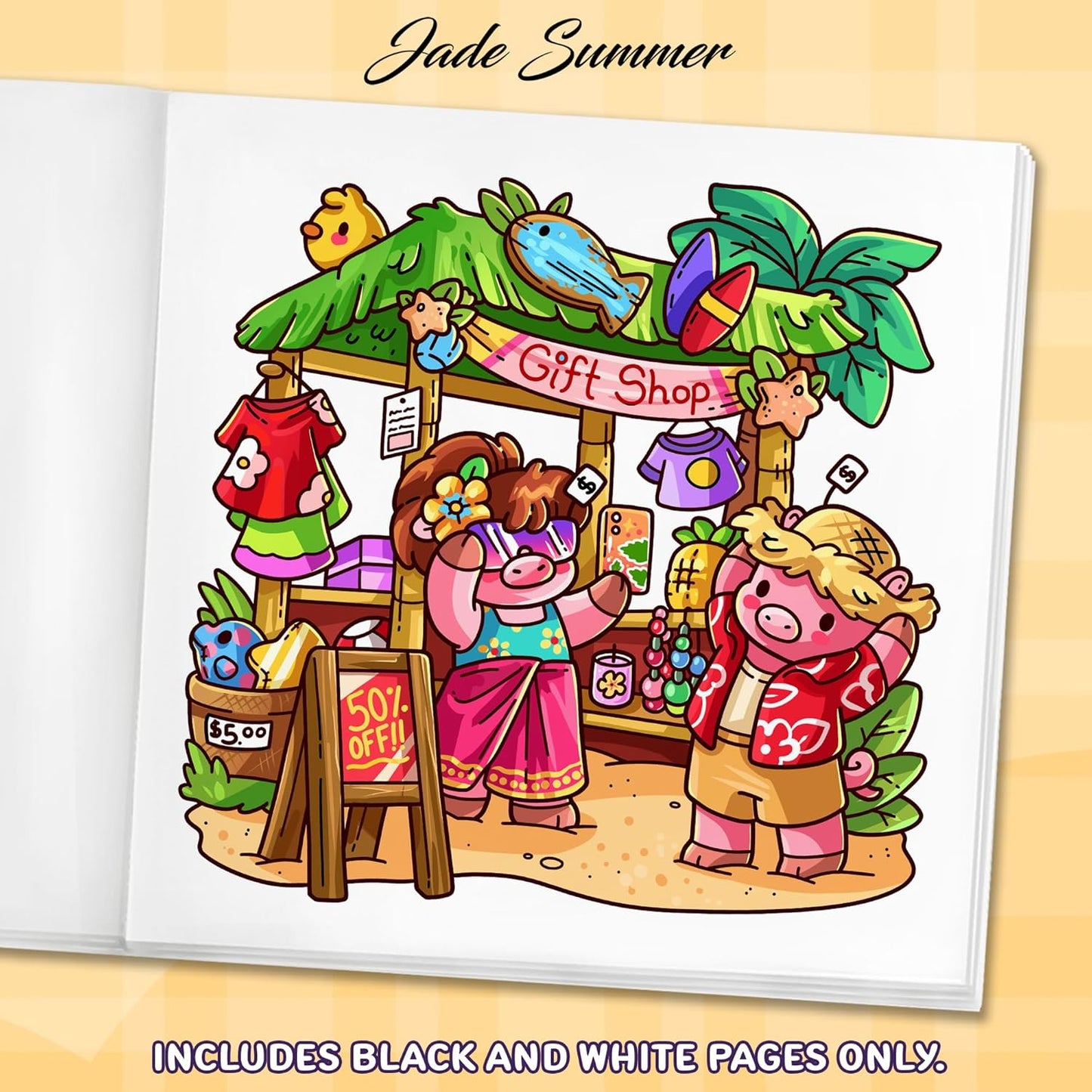 Cozy Hawaii: Cute Coloring Book for Adults and Teens with Charming Characters and Easy-to-Color Tropical Scenes for Relaxation