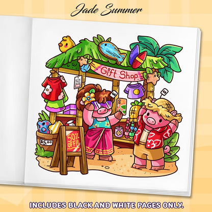 Cozy Hawaii: Cute Coloring Book for Adults and Teens with Charming Characters and Easy-to-Color Tropical Scenes for Relaxation