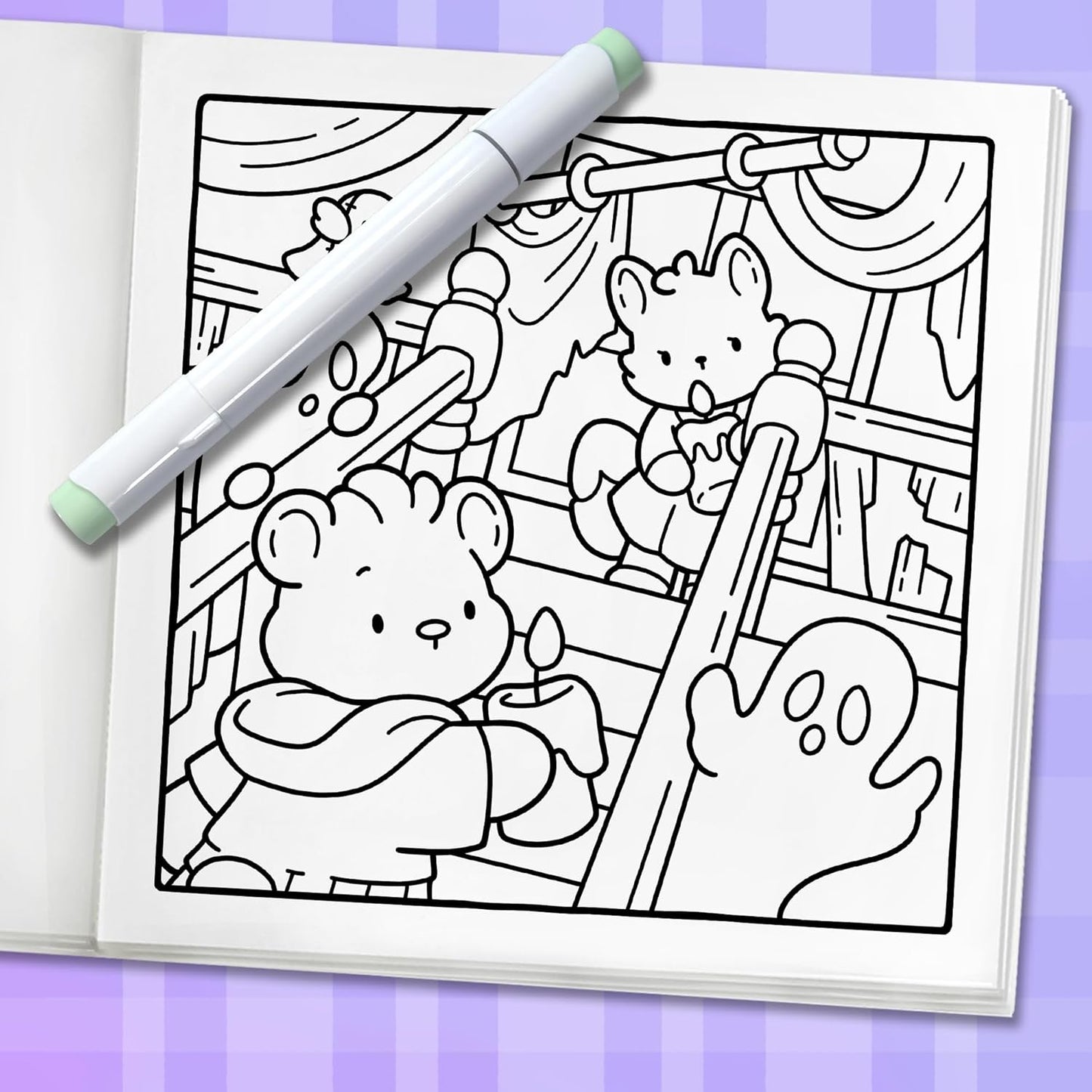 Spooky Moments: Cute Coloring Book for Adults and Teens with Adorable Characters and Creepy Scenes for Relaxation