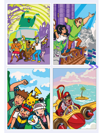 Funny Cartoon Mystery Coloring Book PDF – Color by Number | Kids Cartoon Coloring Pages | Digital Download