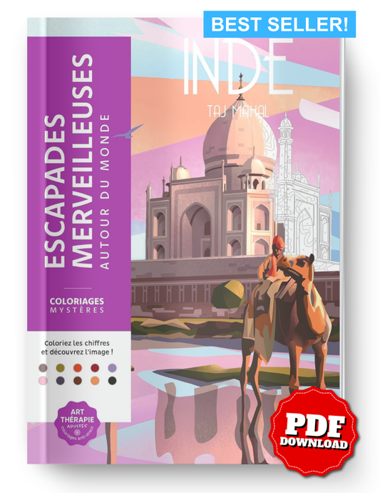 Wonderful World Travels Mystery Color By Number Book | World Landmarks Coloring Book | Hidden Picture Printable PDF for Adults & Teens