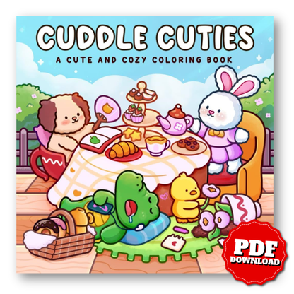 Cuddle Cuties: Coloring Book for Adults and Teens Featuring Cozy Animal Friends in Cute and Funny Moments for Relaxation