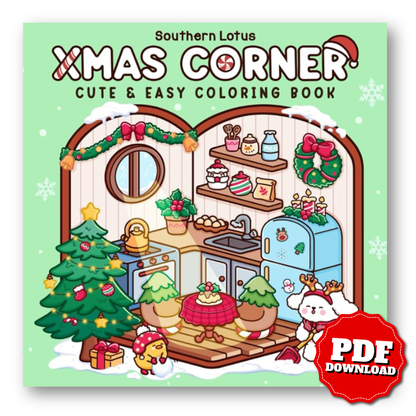 Xmas Corner Coloring Book | Cute & Easy Holiday Pages