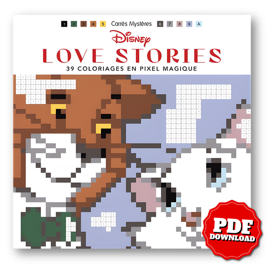 Disney Love Stories – Magic Squares Pixel Art Coloring Book (39 Pages)