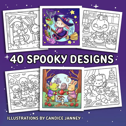 Spooky Moments: Cute Coloring Book for Adults and Teens with Adorable Characters and Creepy Scenes for Relaxation