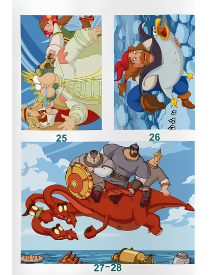 Three Bogatyrs Mystery Coloring Book PDF | Russian Cartoon Color by Number | Printable Digital Download