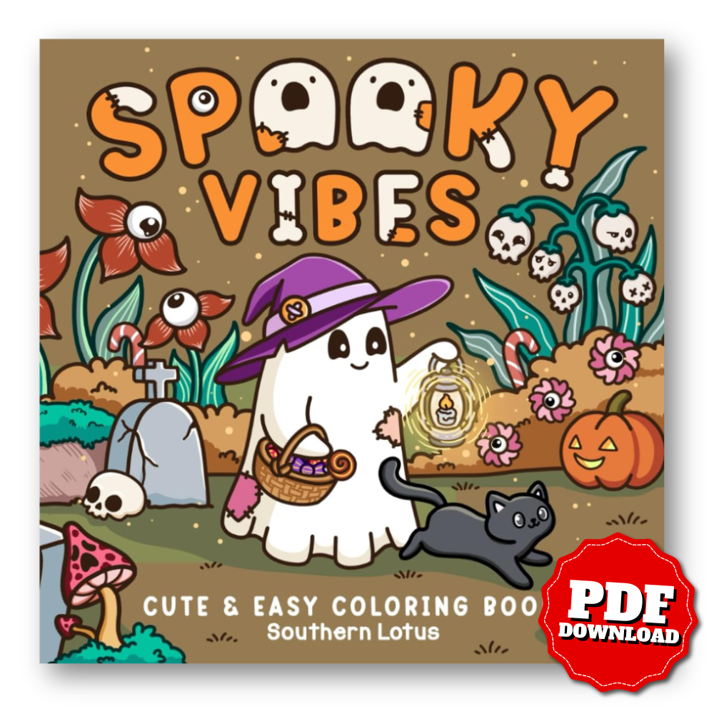 Spooky Vibes Coloring Book | Cute & Easy Halloween Pages for Kids