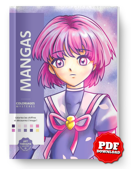 Mystery Coloring – Manga Edition | 100 Pages | Printable & iPad Coloring
