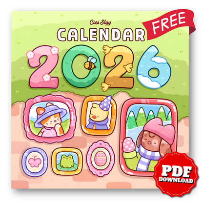 Cute 2026 Calendar – Free Printable Cozy Calendar | Adorable Illustrated Monthly Planner (PDF Download)