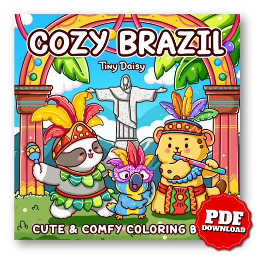 Cozy Brazil: Cute & Comfy Coloring Book for Adults and Teens Featuring Adorable Characters and Cozy Brazilian Vibes for Relaxation and Stress Relief