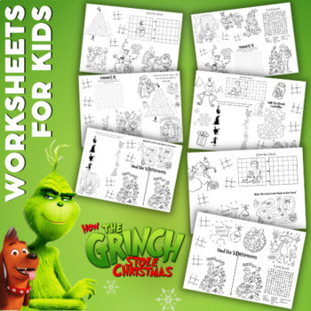 The Grinch Christmas Worksheets for Kids | Fun Holiday Learning Printables | Activities & Coloring Pages PDF