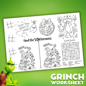 The Grinch Christmas Worksheets for Kids | Fun Holiday Learning Printables | Activities & Coloring Pages PDF