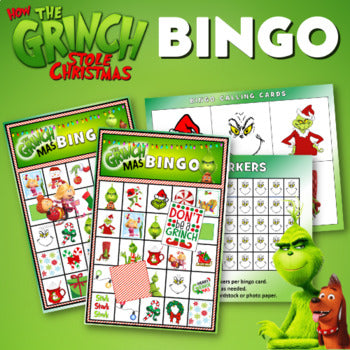 The Grinch Christmas Bingo Game | Printable Holiday Party Game for Kids & Families | Fun Classroom Activity PDF